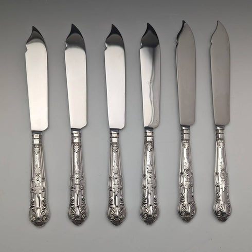 1975 British vintage sterling silver handle table cutlery 6 pair set in case